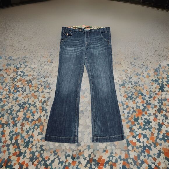Vigoss Trouser Flare Jeans 15 Dark Wash Blue Stretch Juniors Measures 37 X 31 - Picture 1 of 8